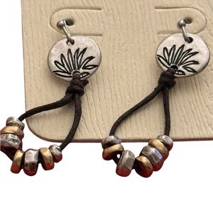 Coldwater Creek Bohemian Silver and Pierced Gold Earrings with Beads Fish hook